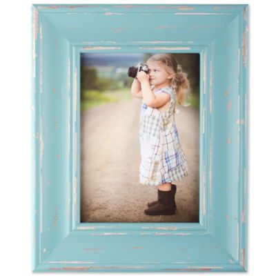 DII Distressed Farmhouse Picture Frame, 5 in. x 7 in., Distressed Blue
