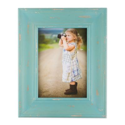 Zingz & Thingz Distressed Farmhouse Picture Frame, 4 in. x 6 in., Distressed Blue