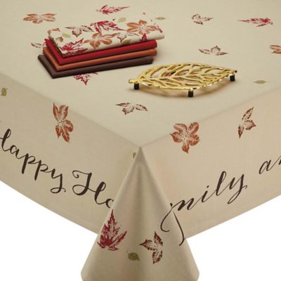Image showing  Rustic Leaves Print Tablecloth, 60 in. x 104 in., For Tables that Seat 8-10 People