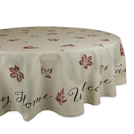Zingz & Thingz Rustic Leaves Print Round Tablecloth, 70 in. Diameter, For Round Tables that Seat 4-6 People