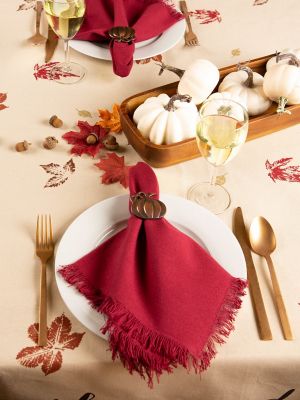 Image showing  Rustic Leaves Print Square Tablecloth, 52 in. x 52 in., For Tables that Seat 4 People