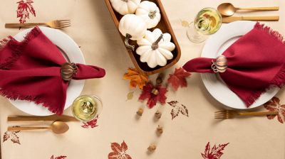 Image showing  Rustic Leaves Print Square Tablecloth, 52 in. x 52 in., For Tables that Seat 4 People