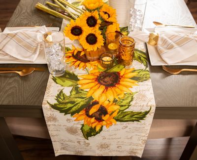 Image showing  Rustic Sunflowers Printed Table Runner