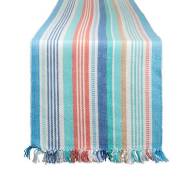 Zingz & Thingz Seashore Stripe Fringed Table Runner