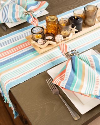 Image showing  Seashore Stripe Fringed Table Runner