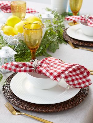 Image showing  Tango Red Gingham Checkered Napkin, Set of 6