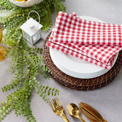 Image showing 6 th DII Tango Red Gingham Checkered Napkin, Set of 6