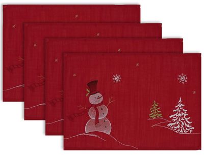 Zingz & Thingz Embroidered Snowman Place Mats, 4 pc.