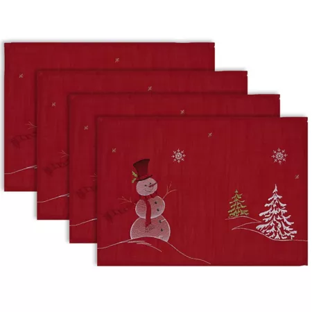 Zingz & Thingz Embroidered Snowman Placemats 4 Pieces. Christmas Kitchen & Tabletop Decor