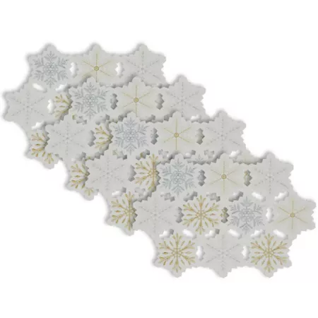 Zingz & Thingz Embroidered Snowflake Placemats 4 Pieces Christmas Kitchen & Tabletop Decor