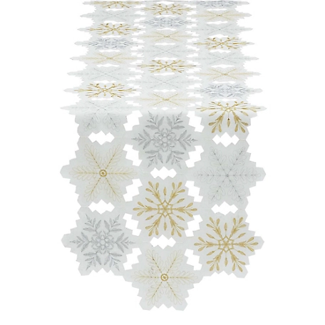 Zingz & Thingz Embroidered Snowflakes Table Runner