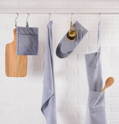 Image showing  Solid Chambray Oven Mitt Set, 2 pc.