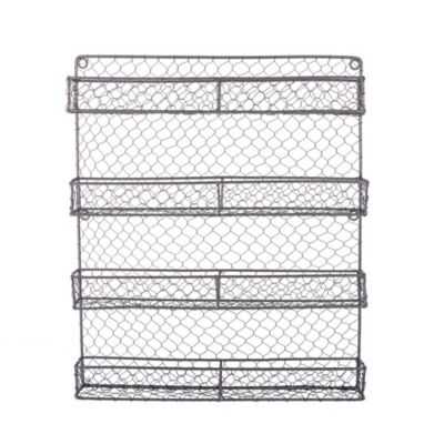 Zingz & Thingz 4-Tier Chicken Wire Spice Rack, 17 in. x 2.25 in. x 21 in., 2 in. D Shelf, 5.6 in. Between Shelves