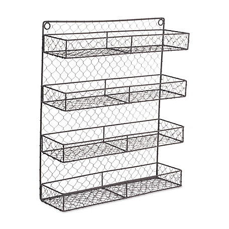 Zingz & Thingz Double Wide 4-Row Chicken Wire Spice Rack, 17 in. x 4.75 in. x 20 in., 4.75 in. D Shelf