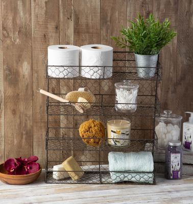 Image showing  Double Wide 4-Row Chicken Wire Spice Rack, 17 in. x 4.75 in. x 20 in., 4.75 in. D Shelf