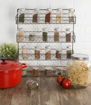 Image showing  Double Wide 4-Row Chicken Wire Spice Rack, 17 in. x 4.75 in. x 20 in., 4.75 in. D Shelf