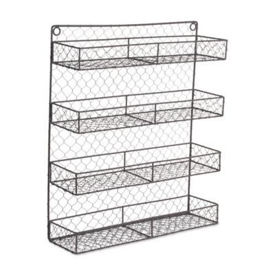 Image showing 5 th DII Double Wide 4-Row Chicken Wire Spice Rack, 17 in. x 4.75 in. x 20 in., 4.75 in. D Shelf