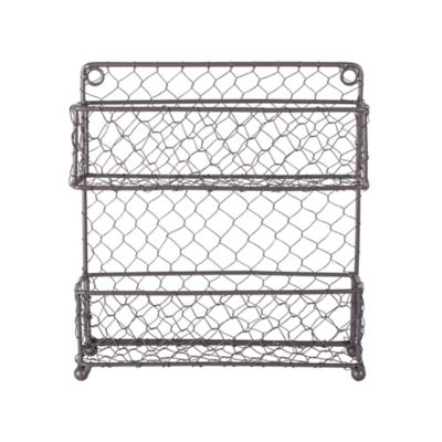 Zingz & Thingz 2-Tier Chicken Wire Spice Rack, 9.5 in. x 2.25 in. x 10 in., 2 in. D Shelf, 5.6 in. Between Shelves