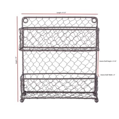 Image showing  2-Tier Chicken Wire Spice Rack, 9.5 in. x 2.25 in. x 10 in., 2 in. D Shelf, 5.6 in. Between Shelves