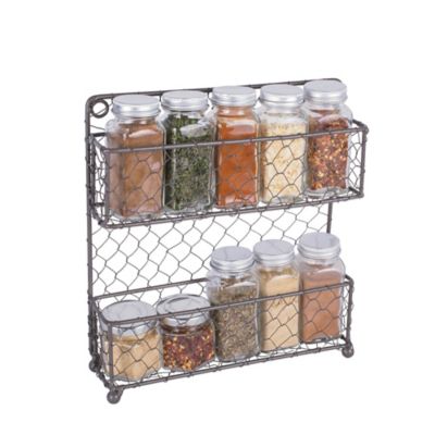 Image showing  2-Tier Chicken Wire Spice Rack, 9.5 in. x 2.25 in. x 10 in., 2 in. D Shelf, 5.6 in. Between Shelves