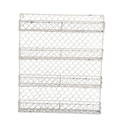 Zingz & Thingz 4-Row Antique Chicken Wire Spice Rack, 17 in. x 2.25 in. x 21 in., 2 in. D Shelf, 5.25 in. Between Shelves