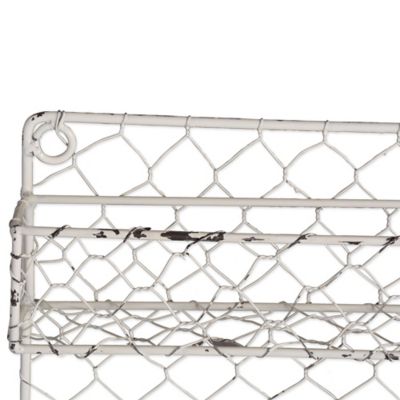 Image showing  4-Row Antique Chicken Wire Spice Rack, 17 in. x 2.25 in. x 21 in., 2 in. D Shelf, 5.25 in. Between Shelves