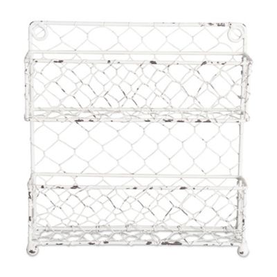 DII 2-Row Antique Chicken Wire Spice Rack, 9.5 in. x 2.25 in. x 10 in., 2 in. D Shelf x 5.6 in. Between Shelves