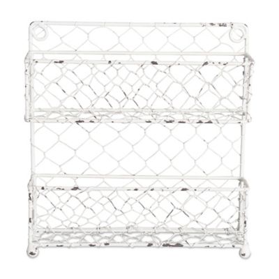 Zingz & Thingz 2-Row Antique Chicken Wire Spice Rack, 9.5 in. x 2.25 in. x 10 in., 2 in. D Shelf x 5.6 in. Between Shelves