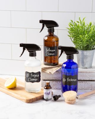 Image showing 5 th DII 16 oz. Clear Glass Bottles, 2.5 in. Diameter, 6.75 in. H, 8.25 in. H with Sprayer, 2-Pack