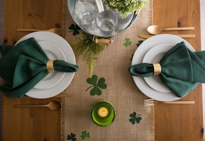 Image showing  Shamrock Printed Jute Table Runner