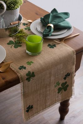 Image showing  Shamrock Printed Jute Table Runner