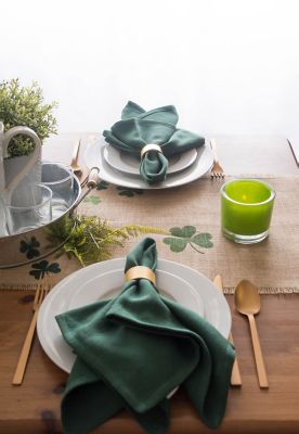 Image showing  Shamrock Printed Jute Table Runner