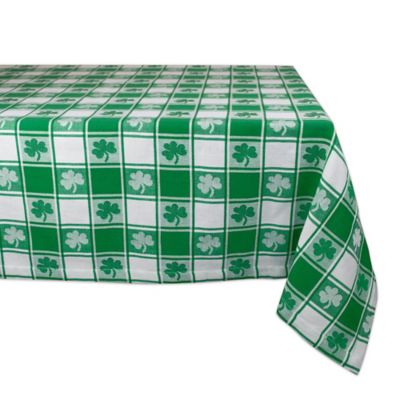 Zingz & Thingz Shamrock Woven Checkered Tablecloth, 60 in. x 84 in., For Tables that Seat 6-8 People