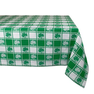 DII Shamrock Woven Checkered Tablecloth, 60 in. x 84 in., For Tables that Seat 6-8 People
