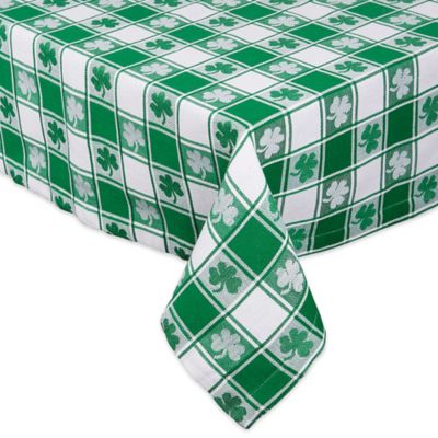 Image showing  Shamrock Woven Square Checkered Tablecloth, 52 in. x 52 in., For Tables that Seat 4 People