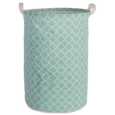 Zingz & Thingz PE-Coated Lattice Round Cotton/Poly Laundry Hamper, 14 in. x 14 in. x 20 in.