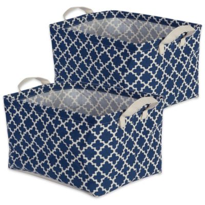 Zingz & Thingz PE-Coated Lattice Rectangle Cotton/Poly Laundry Bins, 10.5 in. x 17.5 in. x 10 in., 2-Pack