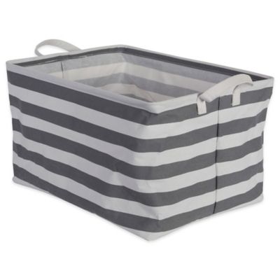 Image showing  PE-Coated Lattice Rectangle Cotton/Poly Laundry Bins, 2-Pack, Gray Large 10.5x17.5x10