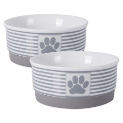 Zingz & Thingz Paw Patch Striped Dishwasher Safe Porcelain Pet Bowls, 2-Bowls Rabbit feeders