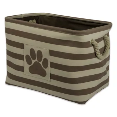 Zingz & Thingz Rectangular Polyester Striped Pet Storage Bin with Paw Patch 15 in x 18 in x 18 in. Storage Bins