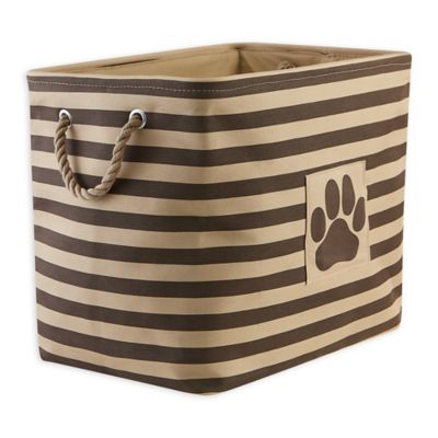 Image showing  Striped with Paw Patch Rectangular Polyester Pet Storage Bin, 15 in. x 18 in. x 18 in.