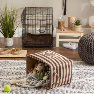 Image showing 6 th Bone Dry Striped with Paw Patch Rectangular Polyester Pet Storage Bin, 15 in. x 18 in. x 18 in.