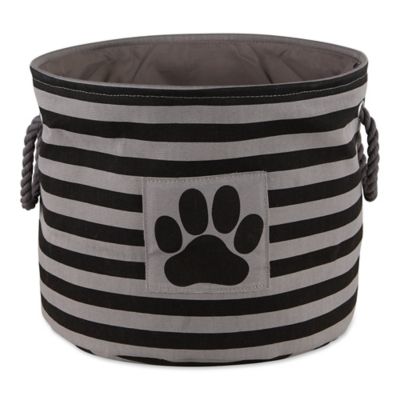 Zingz & Thingz Striped with Paw Patch Round Polyester Pet Storage Bin, 15 x 18 x 18in., Brown