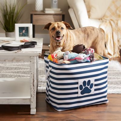 Image showing 6 th Bone Dry Striped with Paw Patch Rectangular Polyester Pet Storage Bin, 15 in. x 18 in. x 18 in.