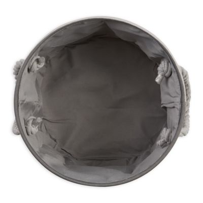 Image showing  Striped with Paw Patch Round Polyester Pet Storage Bin, 12 x 15 x 15in., Gray