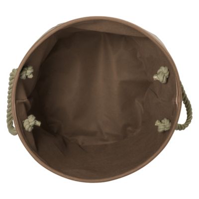 Image showing  Striped with Paw Patch Round Polyester Pet Storage Bin, 12 x 15 x 15in., Brown