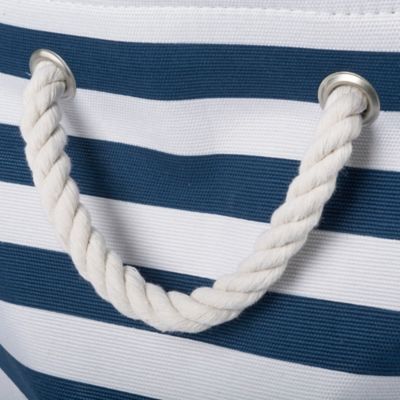 Image showing  Striped with Paw Patch Round Polyester Pet Storage Bin, 15 x 18 x 18in., Navy