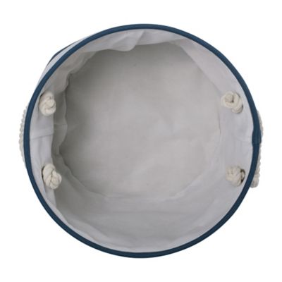 Image showing  Striped with Paw Patch Round Polyester Pet Storage Bin, 15 x 18 x 18in., Navy