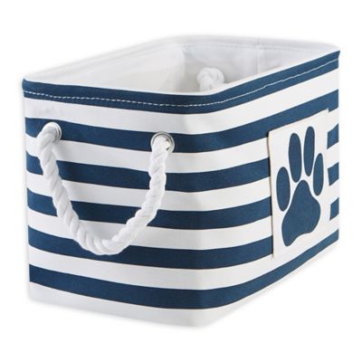 Image showing  Striped with Paw Patch Rectangular Polyester Pet Storage Bin, 15 in. x 18 in. x 18 in.