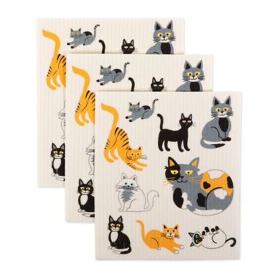 Zingz & Thingz Cats Everywhere! Swedish Dishcloths, 3 pc.